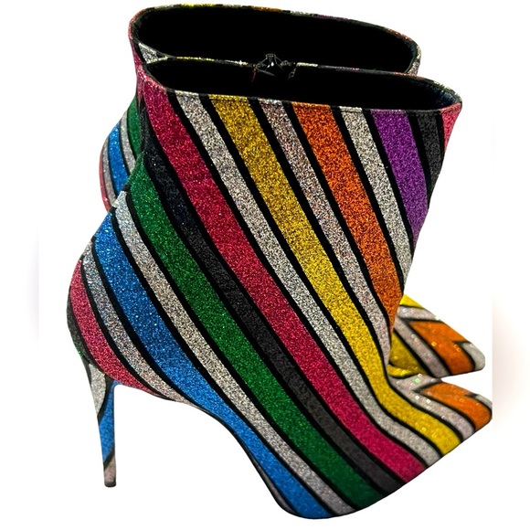 Christian Louboutin Multicolor So Kate 100 Striped Rainbow Glitter Heels Boots. - Picture 9 of 13